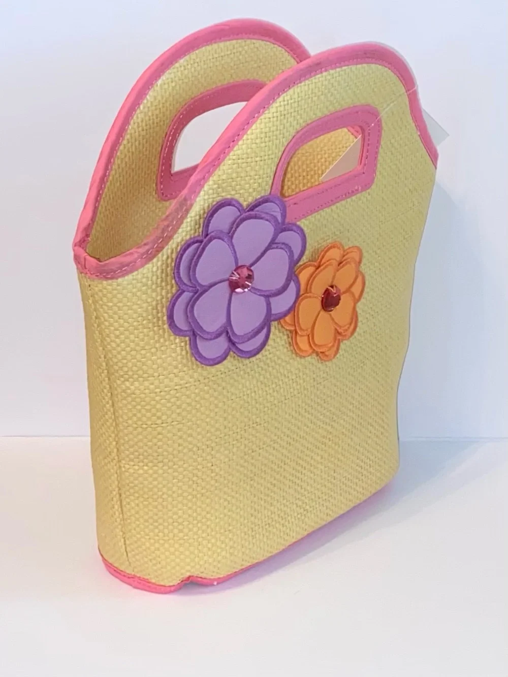 Gymboree ‘Pretty Posies’ Straw Tote Handbag with Floral Embellishments